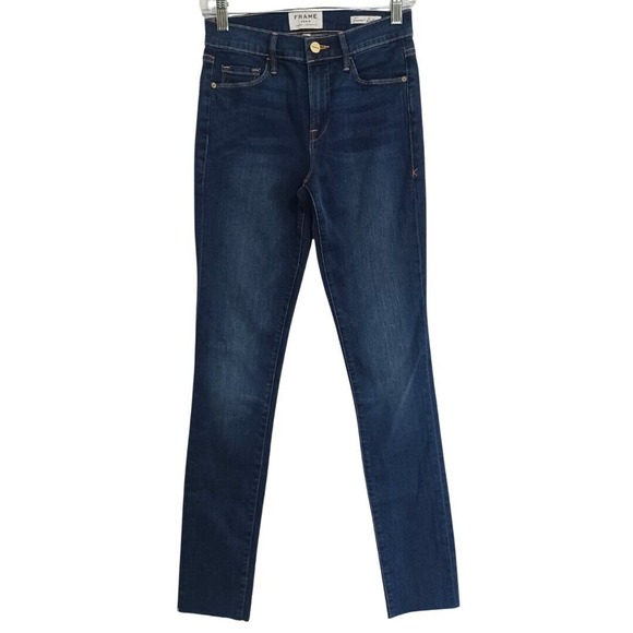 Frame Denim Women's Size 26 Forever Karlie Skinny Jeans Medium Wash Raw Hem EUC - Picture 1 of 9